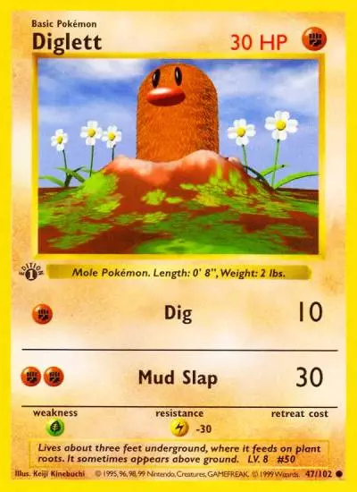 Diglett 47/102 Base Pokemon card