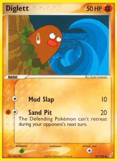 Diglett 50/100 Crystal Guardians Pokemon card
