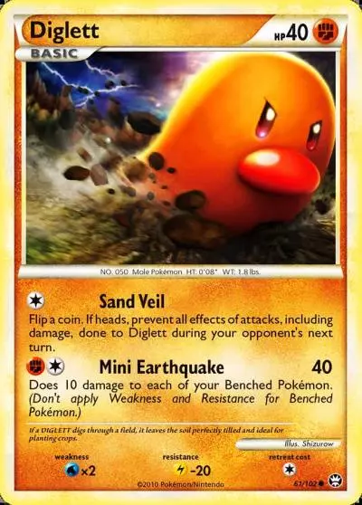 Diglett 61/102 HS—Triumphant Pokemon card