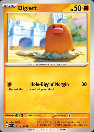 Diglett 103/197 Obsidian Flames Pokemon card