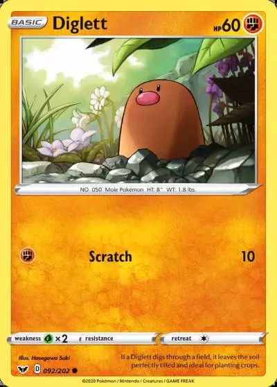 Diglett 92/202 Sword & Shield Pokemon card