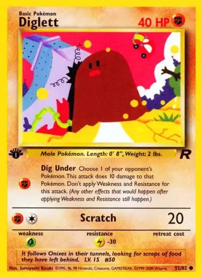 Diglett 52/82 Team Rocket Pokemon card