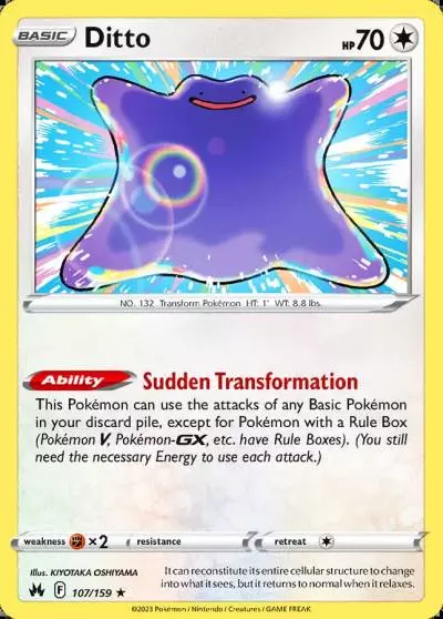 Ditto 107/159 Crown Zenith Pokemon card
