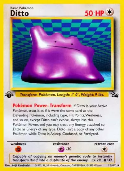 Ditto 18/62 Fossil Pokemon card