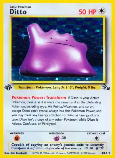 Ditto 3/62 Fossil Pokemon card