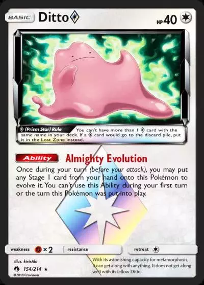 Ditto ◇ 154/214 Lost Thunder Pokemon card
