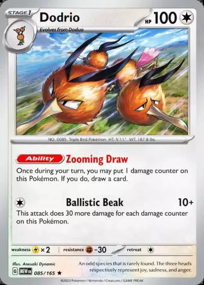 Dodrio 85/165 151 Pokemon card