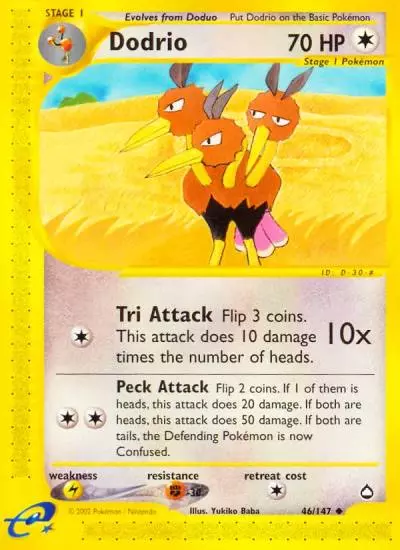 Dodrio 46/147 Aquapolis Pokemon card