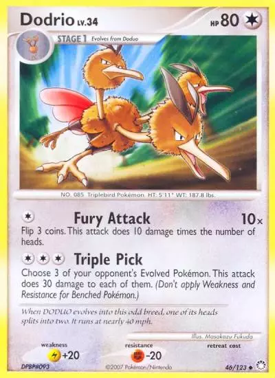 Dodrio 46/123 Mysterious Treasures Pokemon card