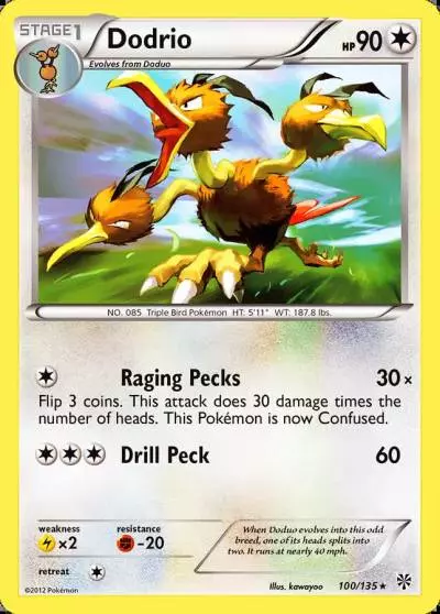 Dodrio 100/135 Plasma Storm Pokemon card