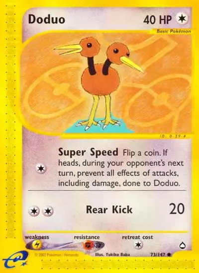 Doduo 73/147 Aquapolis Pokemon card