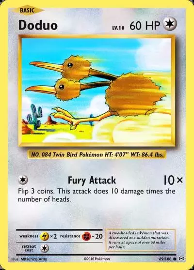 Doduo 69/108 Evolutions Pokemon card