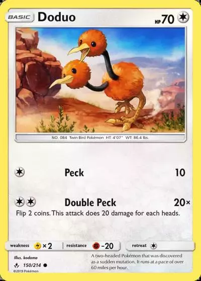 Doduo 150/214 Unbroken Bonds Pokemon card