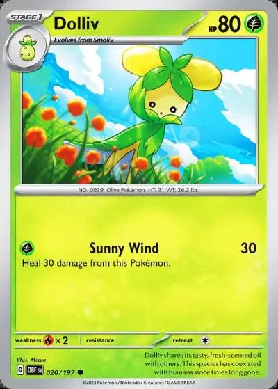 Dolliv 20/197 Obsidian Flames Pokemon card