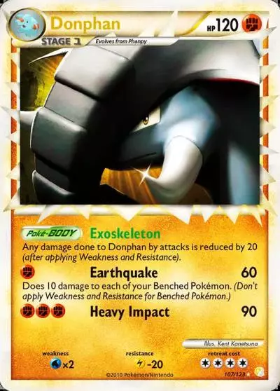 Donphan 107/123 HeartGold & SoulSilver Pokemon card