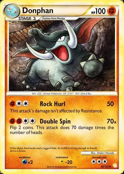 Donphan 40/123 HeartGold & SoulSilver Pokemon card