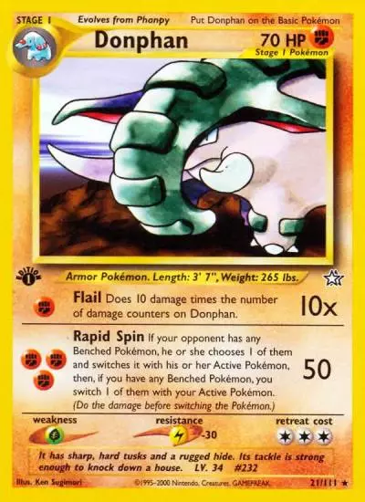 Donphan 21/111 Neo Genesis Pokemon card