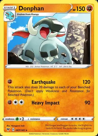 Donphan 87/185 Vivid Voltage Pokemon card