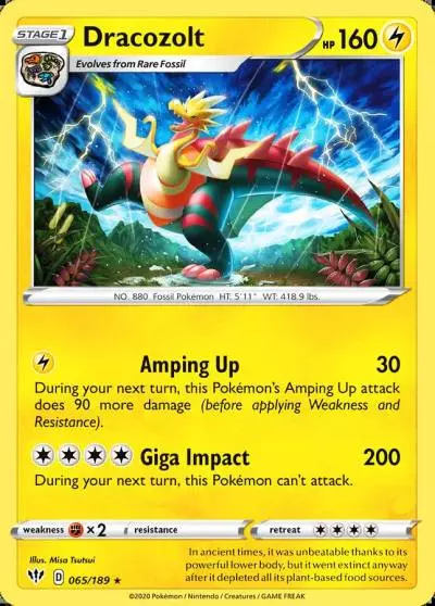 Dracozolt 65/189 Darkness Ablaze Pokemon card