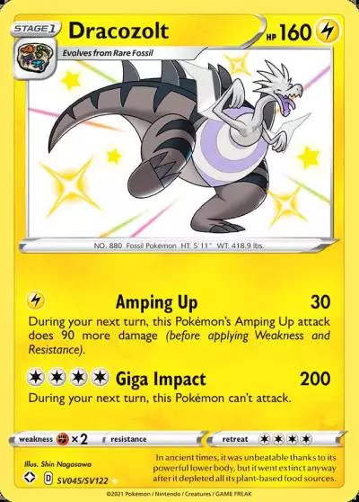 Dracozolt SV045/122 Shining Fates Shiny Vault Pokemon card
