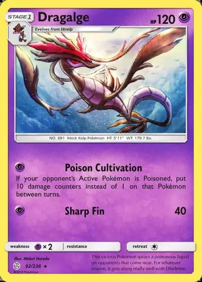 Dragalge 92/236 Cosmic Eclipse Pokemon card