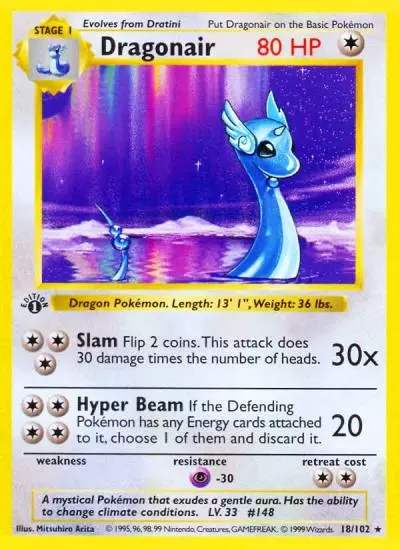 Dragonair 18/102 Base Pokemon card