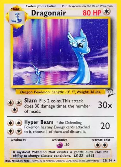 Dragonair 22/130 Base Set 2 Pokemon card