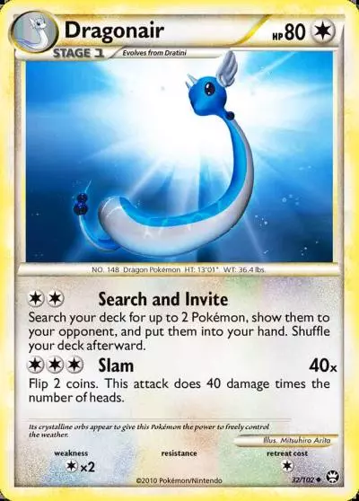 Dragonair 32/102 HS—Triumphant Pokemon card
