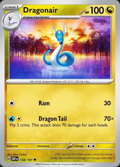 Dragonair 158/197 Obsidian Flames Pokemon card