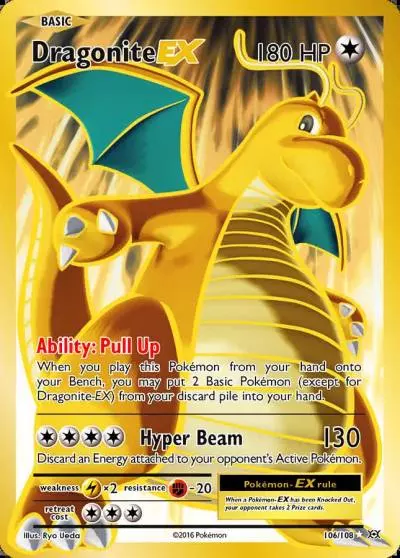 Dragonite-EX 106/108 Evolutions Pokemon card