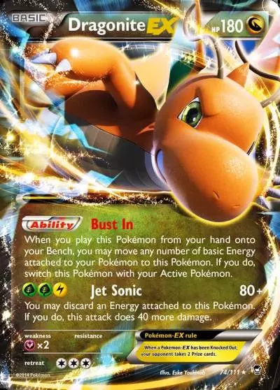 Dragonite-EX 74/111 Furious Fists Pokemon card