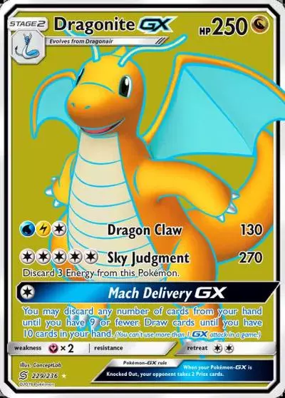 Dragonite-GX 229/236 Unified Minds Pokemon card