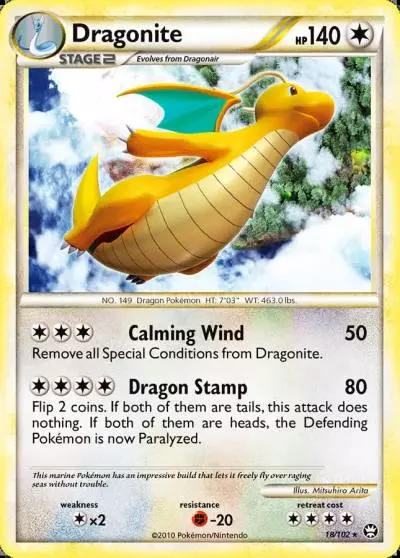 Dragonite 18/102 HS—Triumphant Pokemon card