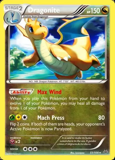 Dragonite 51/108 Roaring Skies Pokemon card