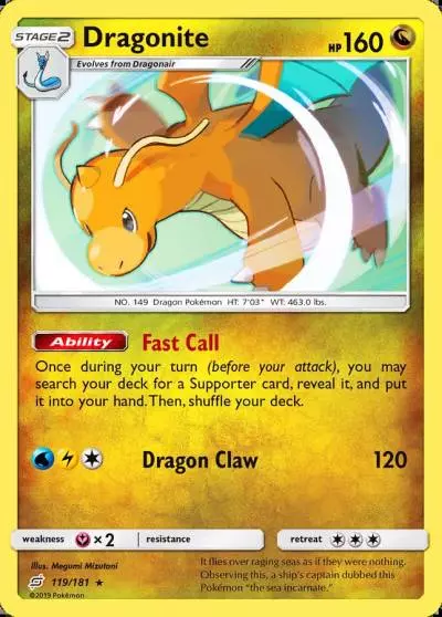 Dragonite 119/181 Team Up Pokemon card