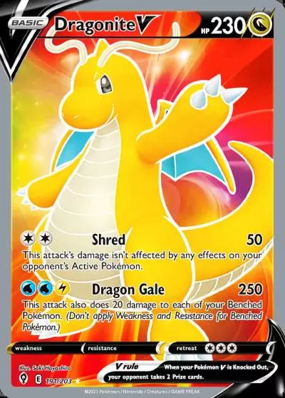 Dragonite V 191/203 Evolving Skies Pokemon card