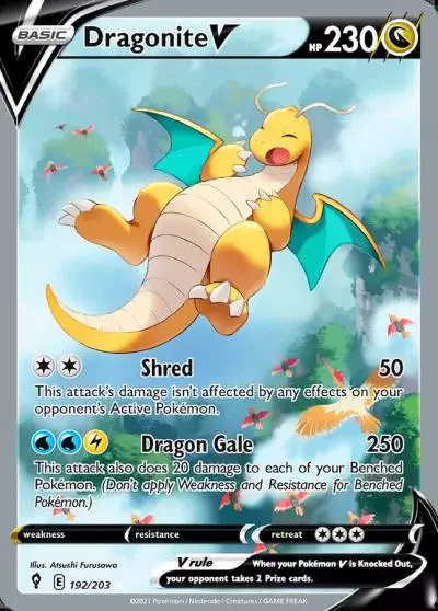 Dragonite V 192/203 Evolving Skies Pokemon card