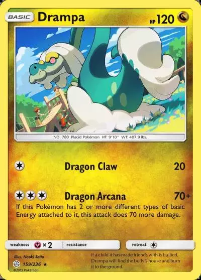 Drampa 159/236 Cosmic Eclipse Pokemon card
