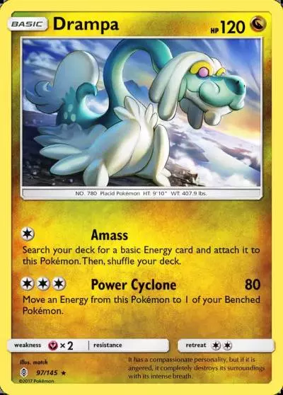 Drampa 97/145 Guardians Rising Pokemon card