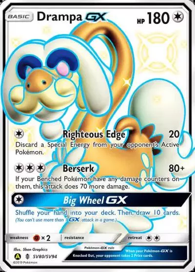 Drampa-GX SV80/94 Hidden Fates Shiny Vault Pokemon card