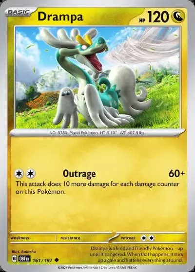 Drampa 161/197 Obsidian Flames Pokemon card