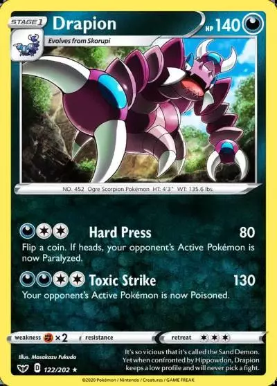 Drapion 122/202 Sword & Shield Pokemon card