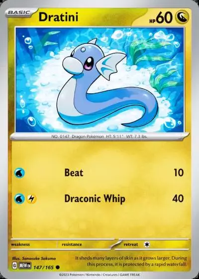 Dratini 147/165 151 Pokemon card