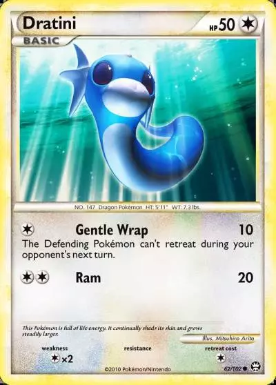 Dratini 62/102 HS—Triumphant Pokemon card