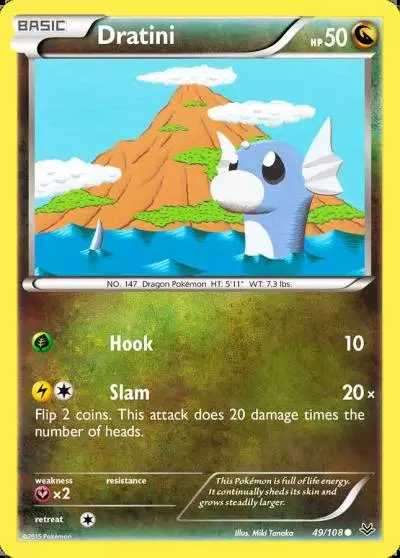 Dratini 49/108 Roaring Skies Pokemon card