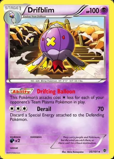 Drifblim 35/101 Plasma Blast Pokemon card