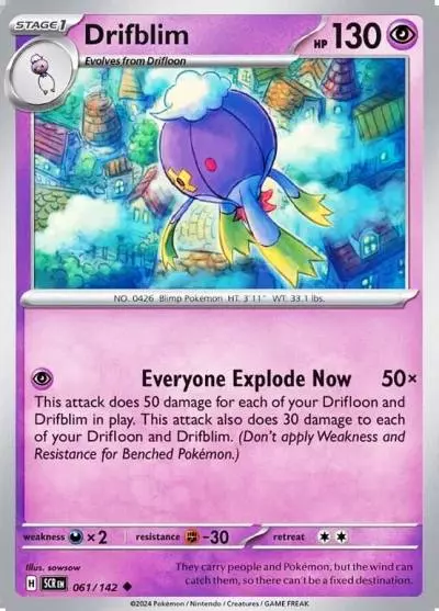 Drifblim 61/142 Stellar Crown Pokemon card