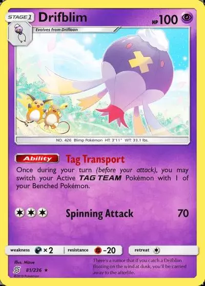 Drifblim 81/236 Unified Minds Pokemon card