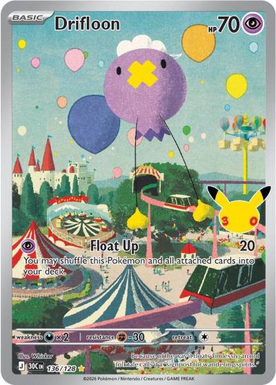 Drifloon 136/128 30th Celebration Pokemon card