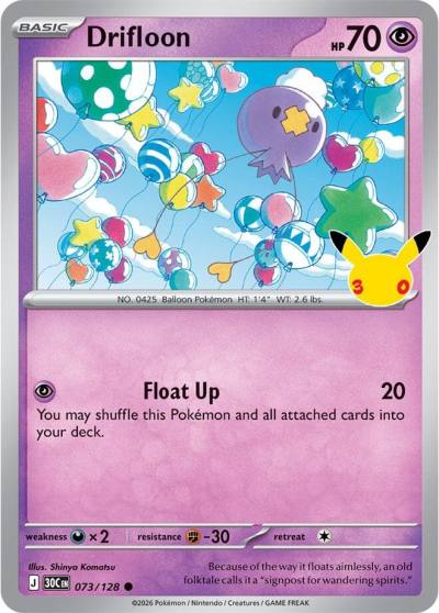 Drifloon 73/128 30th Celebration Pokemon card